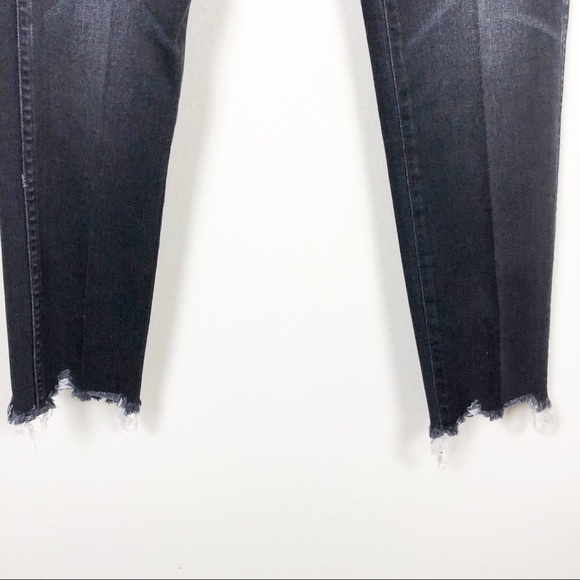 3x1 Authentic Straight Cropped Fray Raw Hem Jeans in Shake Black Cotton Stretch - Picture 7 of 8